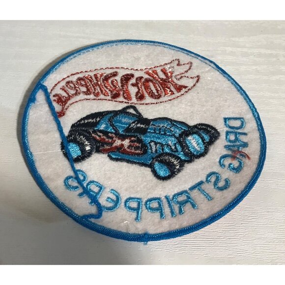 Hot Wheels Drag Strippers Embroidered Patch Round Orange & Blue 4" - Picture 4 of 5